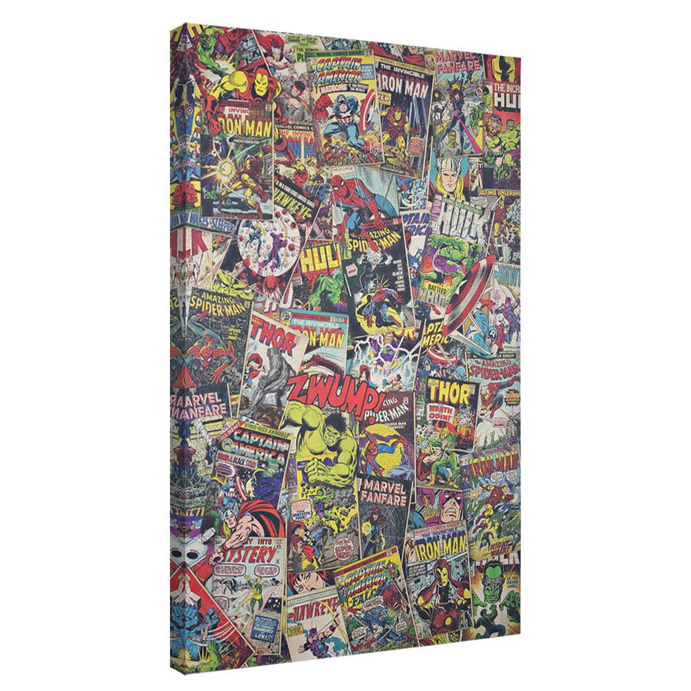American Art Decor Licensed Marvel Comics Avengers Comic Book Covers Collage Wrapped Canvas Wall Art 212467web The Home Depot