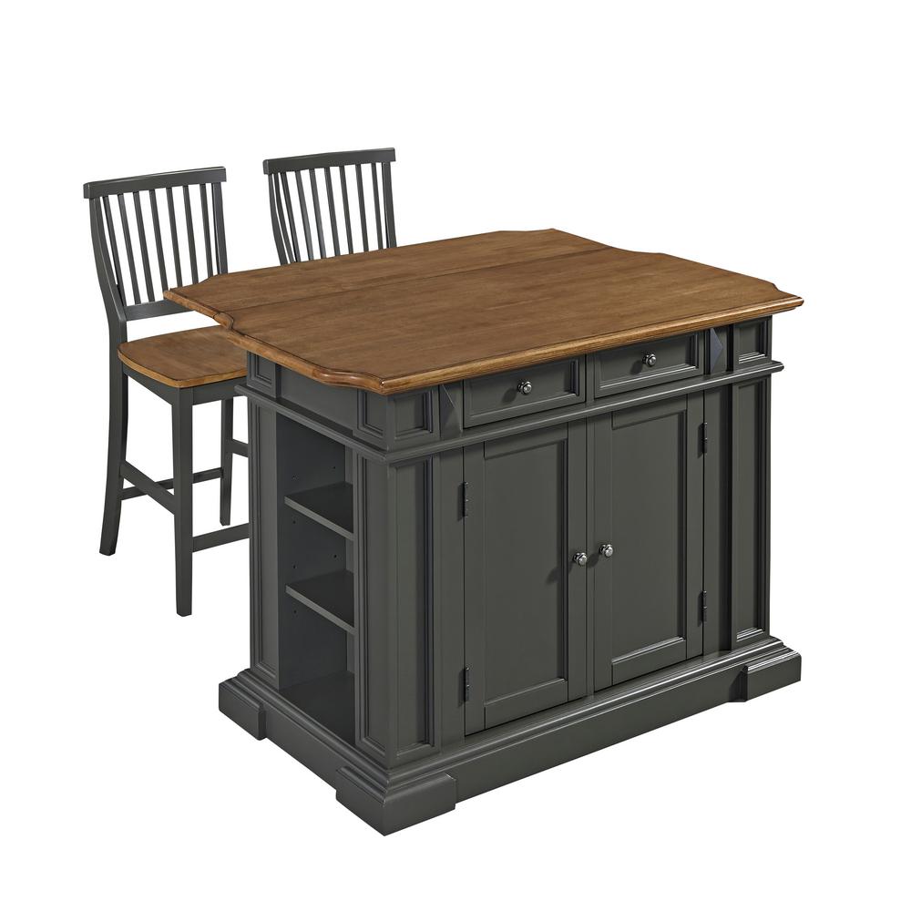 Homestyles Americana Grey Kitchen Island With Seating 5013 948 The Home Depot