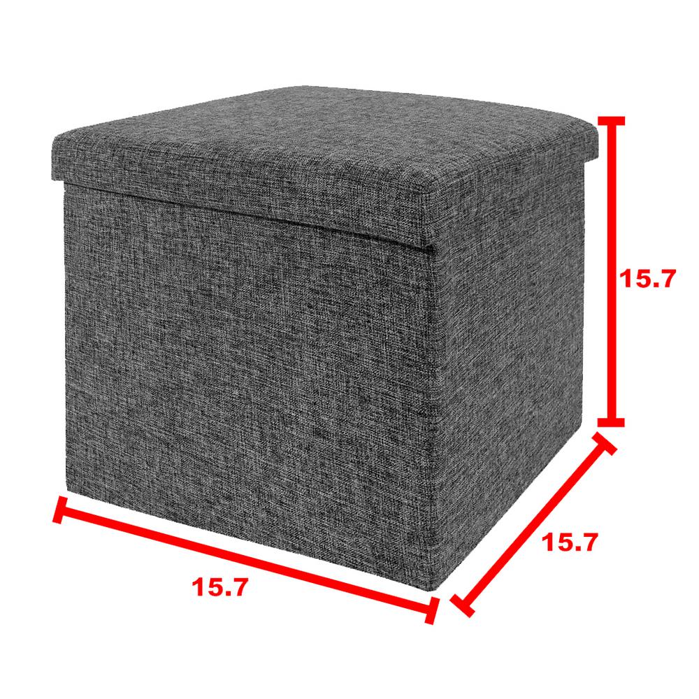 Seville Classics Foldable Storage Cube/Ottoman Charcoal Grey (2 Pack) WEB291 The Home Depot