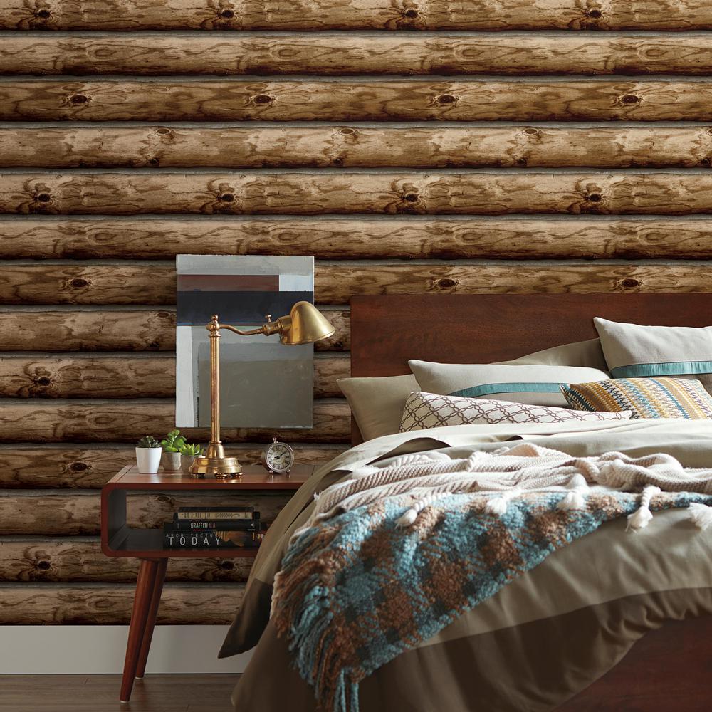 Roommates 28 18 Sq Ft Cabin Logs Peel And Stick Wallpaper