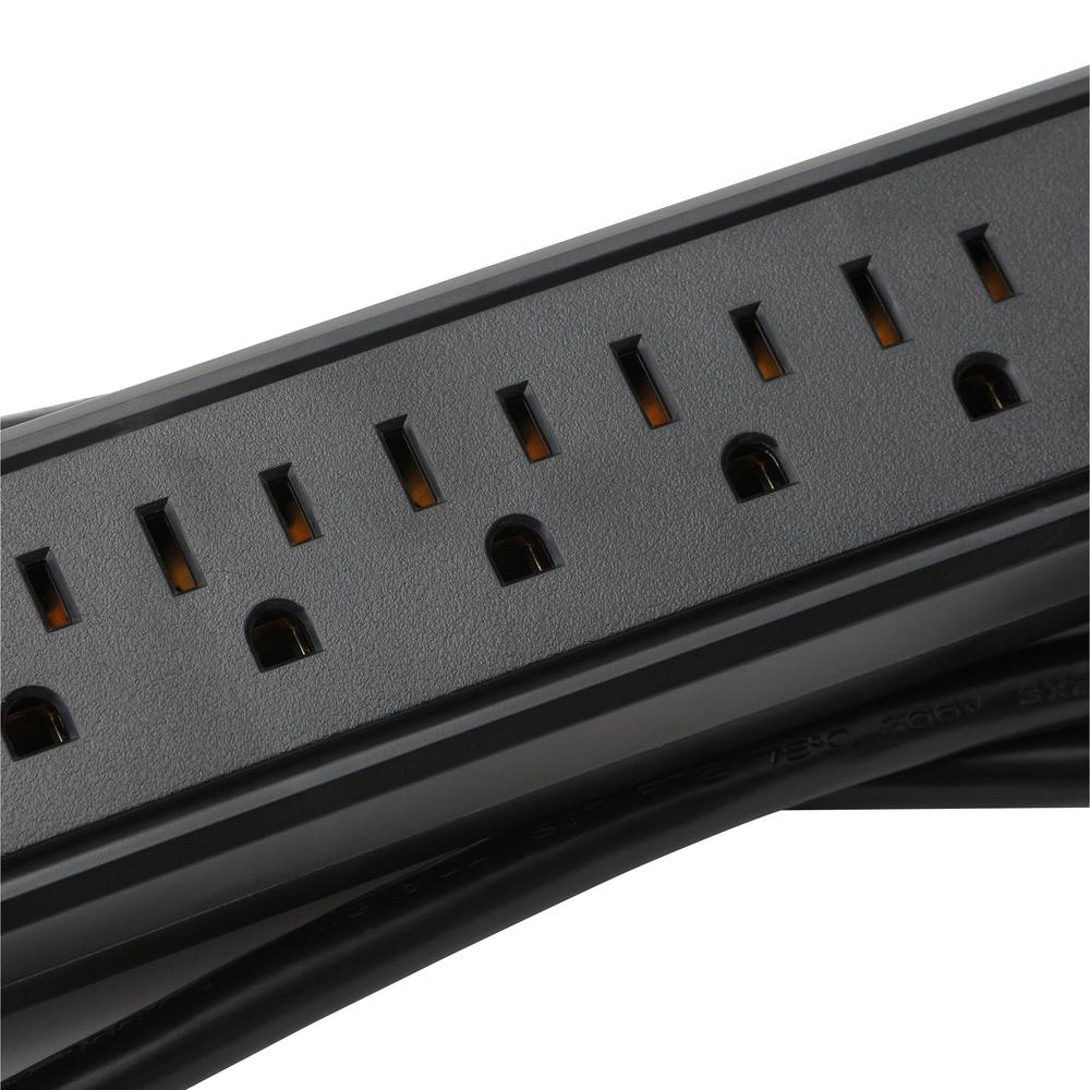 Black 7Outlet Coax Surge Protector W/6 ft. Cord Heavy Duty Power Strip