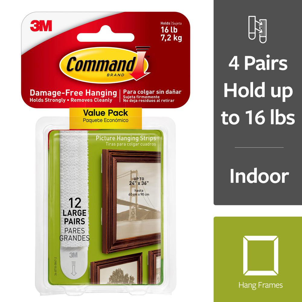 Command Large White Picture Hanging Adhesive Strips 12 Command Large White Picture Hanging Adhesive Strips 12