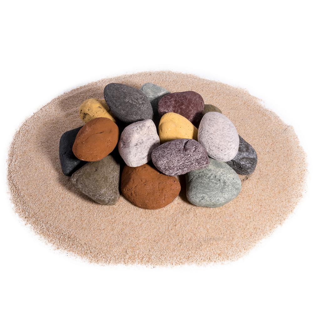 Unbranded Mixed River Ceramic Rock Pebbles Fireproof Decorative Stones For Fire Pits And Fireplaces Set Of 16 01 0630 The Home Depot