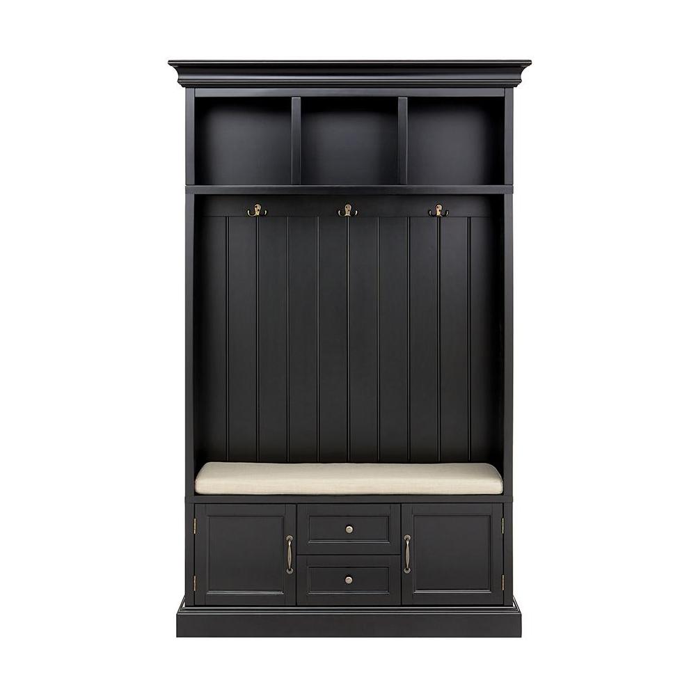 Black Cubbies Hall Trees Entryway Furniture The Home Depot Royce Black Hall Tree