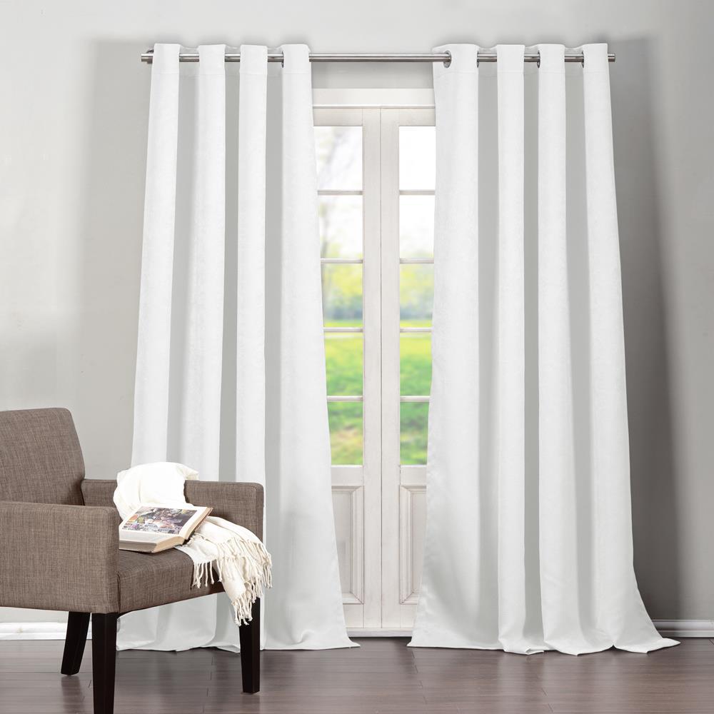 Белые шторы блэкаут в интерьере Duck River - White - Set - Curtains - Window Treatments - The Home Depot