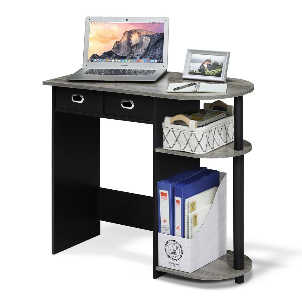 Furinno Go Green French Oak Grey Computer Desk With Bin Drawer Furinno Go Green French Oak Grey