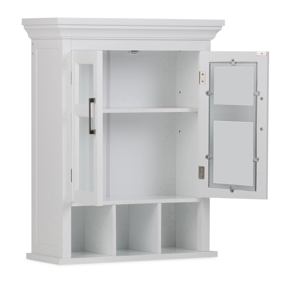 Simpli Home Avington 30 In H X 23 6 In W Double Door Wall Bath Cabinet With Cubbies In Pure White Axcbsavn04 Wh The Home Depot