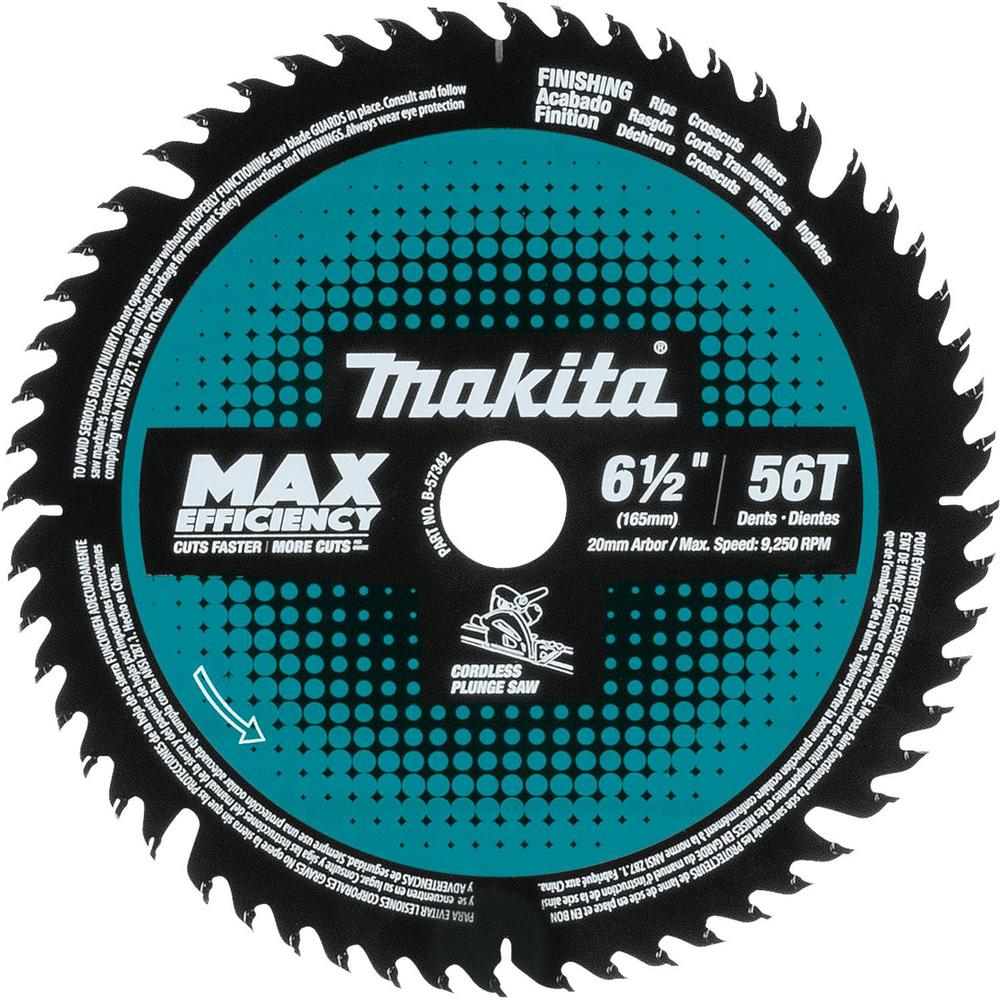 Makita 61/2 in. 56Teeth Carbide Tipped Cordless Plunge Saw Blade for