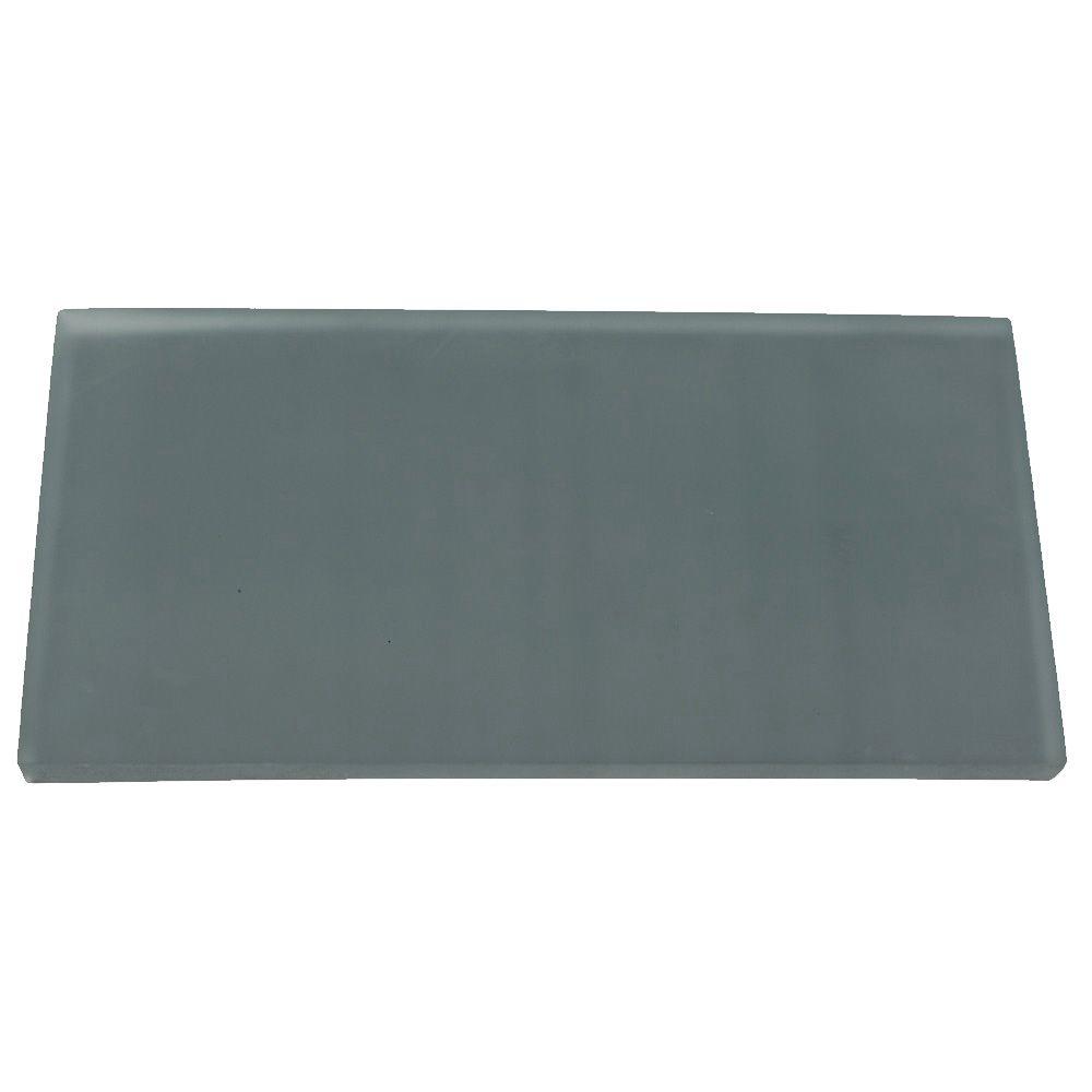 Splashback Tile Contempo Blue Gray Frosted Glass Tile - 3 in. x 6 in ...