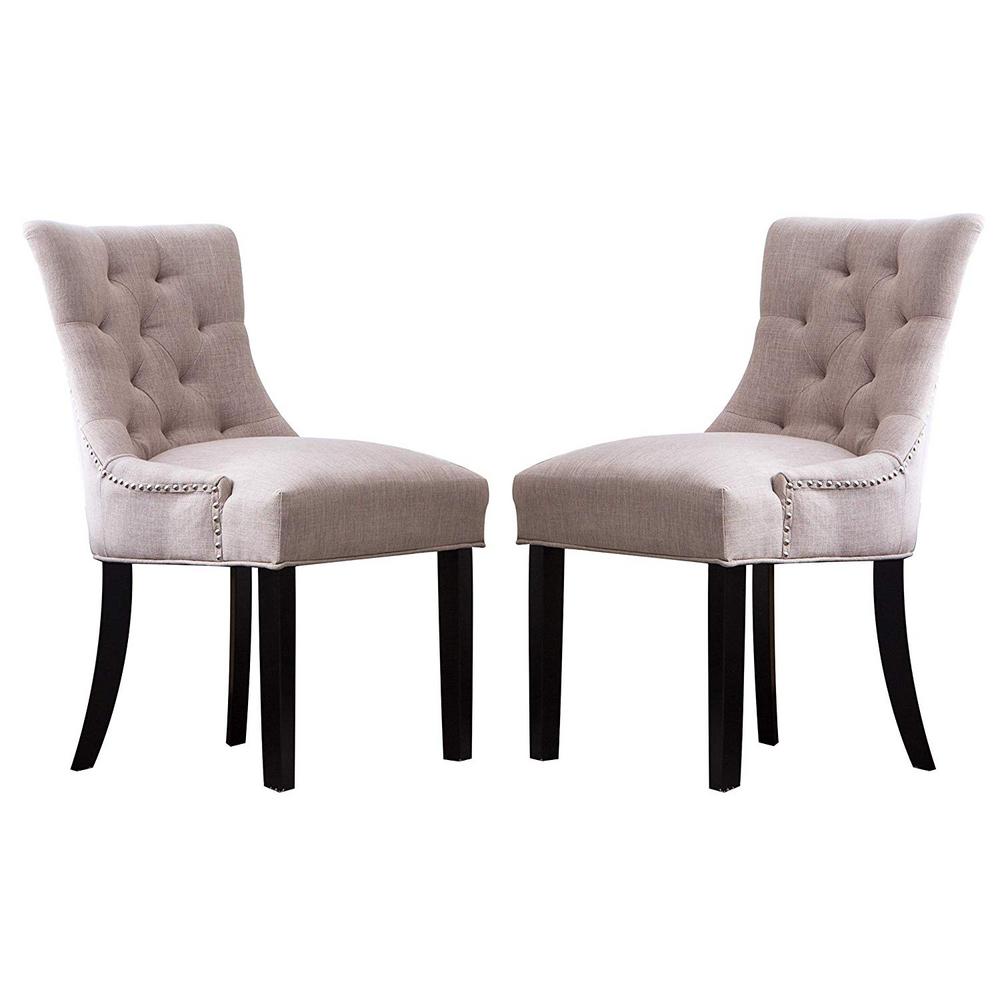 Boyel Living Beige Tufted Fabric Accent Dining Chairs Upholstered Leisure Padded Chairs Set Of 2 Zb Wf Ph 011 Chair 2 Cream The Home Depot