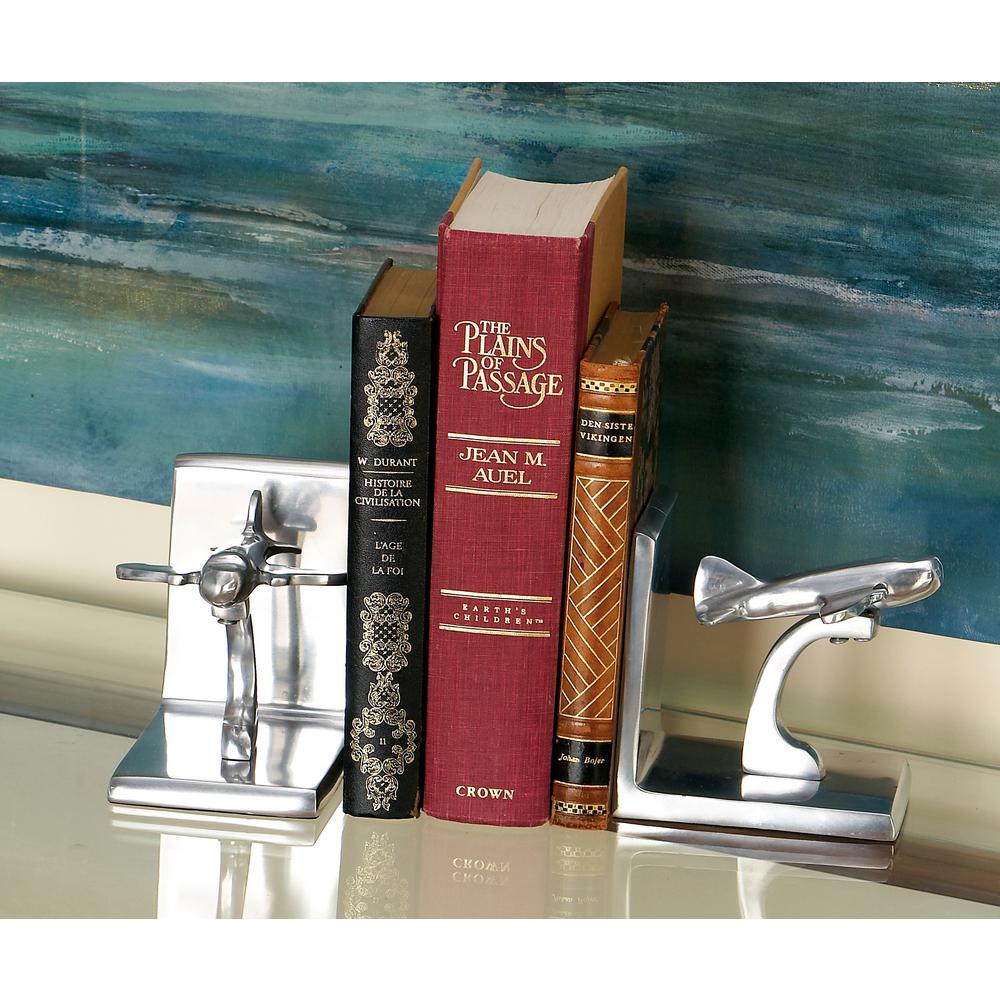 Litton Lane 5 in. x 5 in. Silver Jet Bookends (Set of 2) 34522 The