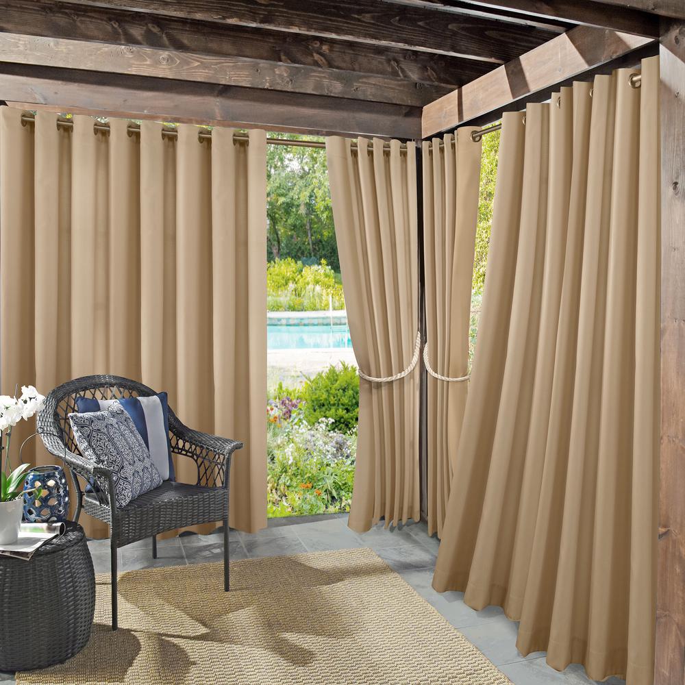 Semi-Opaque Birmingham 52 in. by 84 in. Linen Indoor/Outdoor Woven Solid Window Curtain (Price Varies by Size)