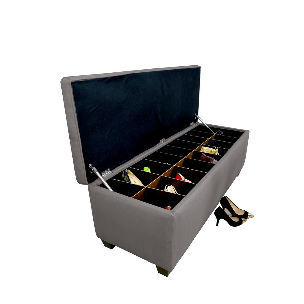 The Sole Secret Gray With Red Tint Upholstered Shoe Storage