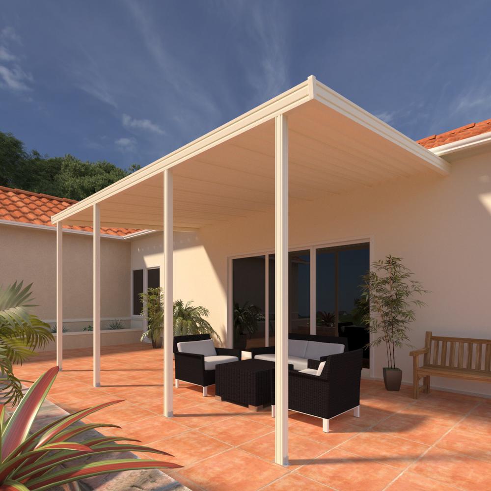 Integra 8 Ft X 16 Ft Ivory Aluminum Attached Solid Patio Cover