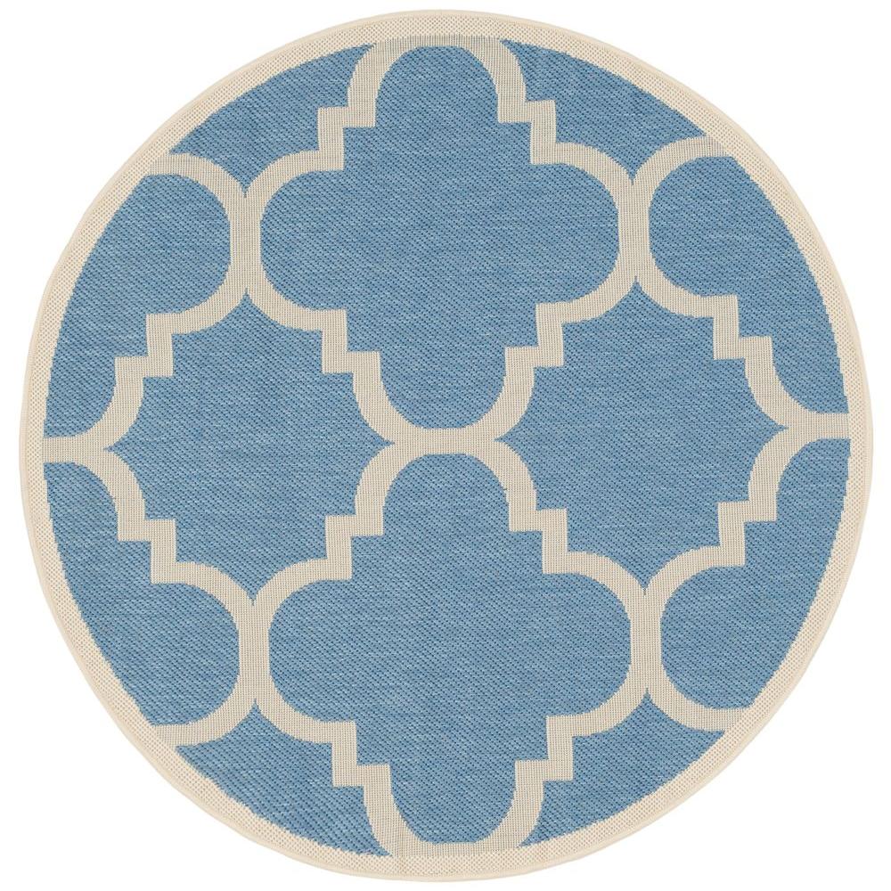 Safavieh Courtyard Blue/Beige 4 ft. x 4 ft. Indoor/Outdoor Round Area