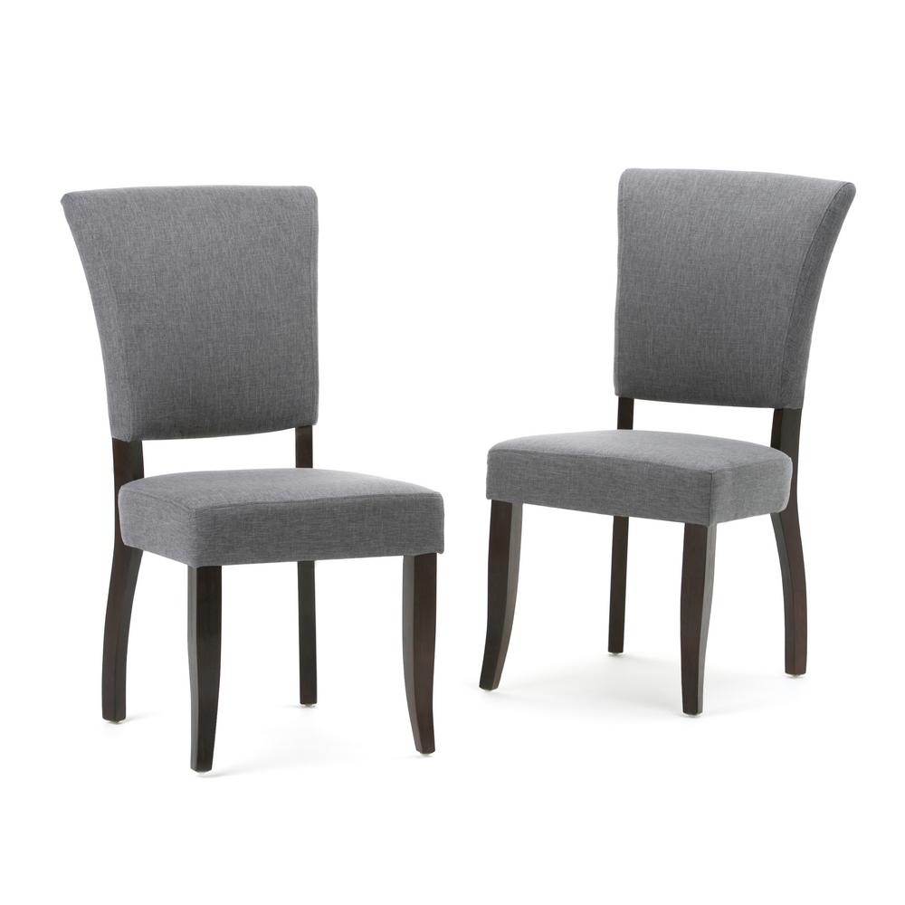Simpli Home Joseph Slate Grey Linen Look Fabric Dining Chair (Set of 2