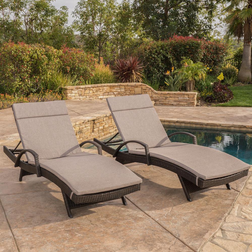 Noble House Multi-Brown 2-Piece Wicker Outdoor Chaise Lounge Set with