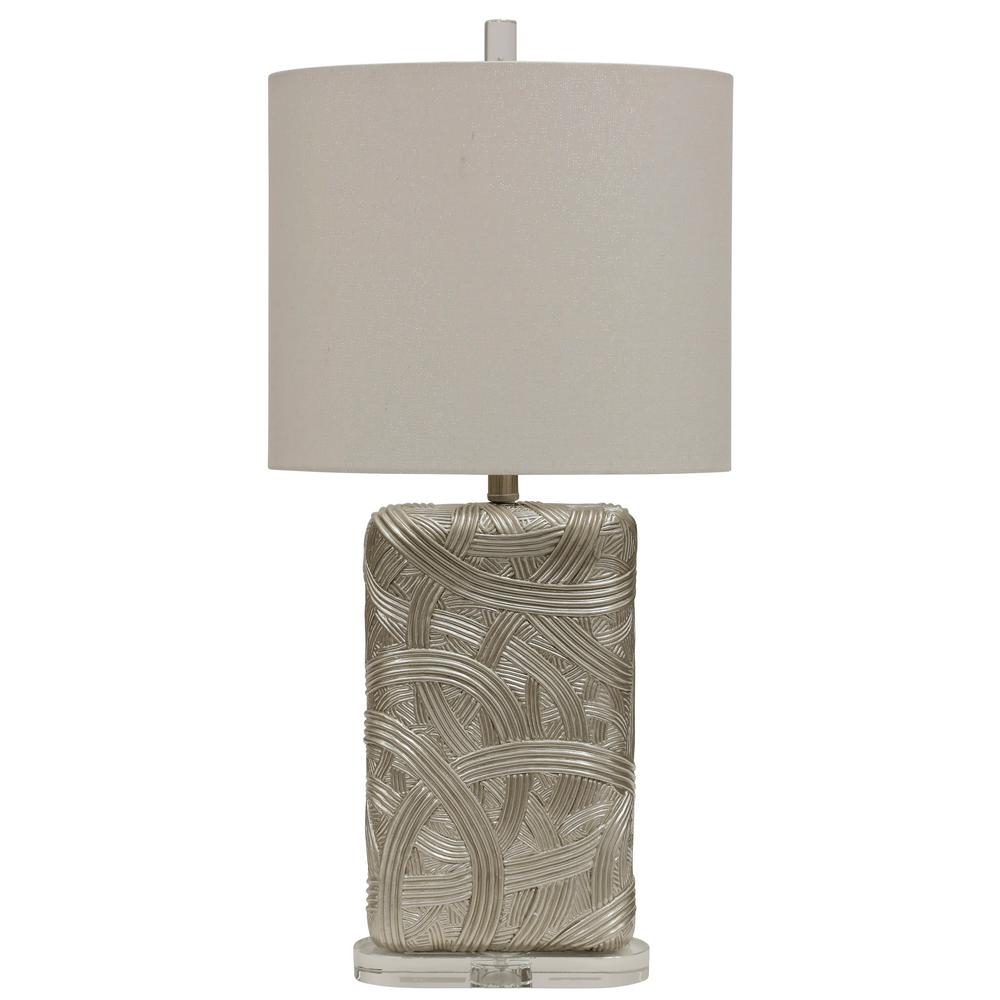 Stylecraft 31 In Silver Table Lamp With Off White Styrene Shade