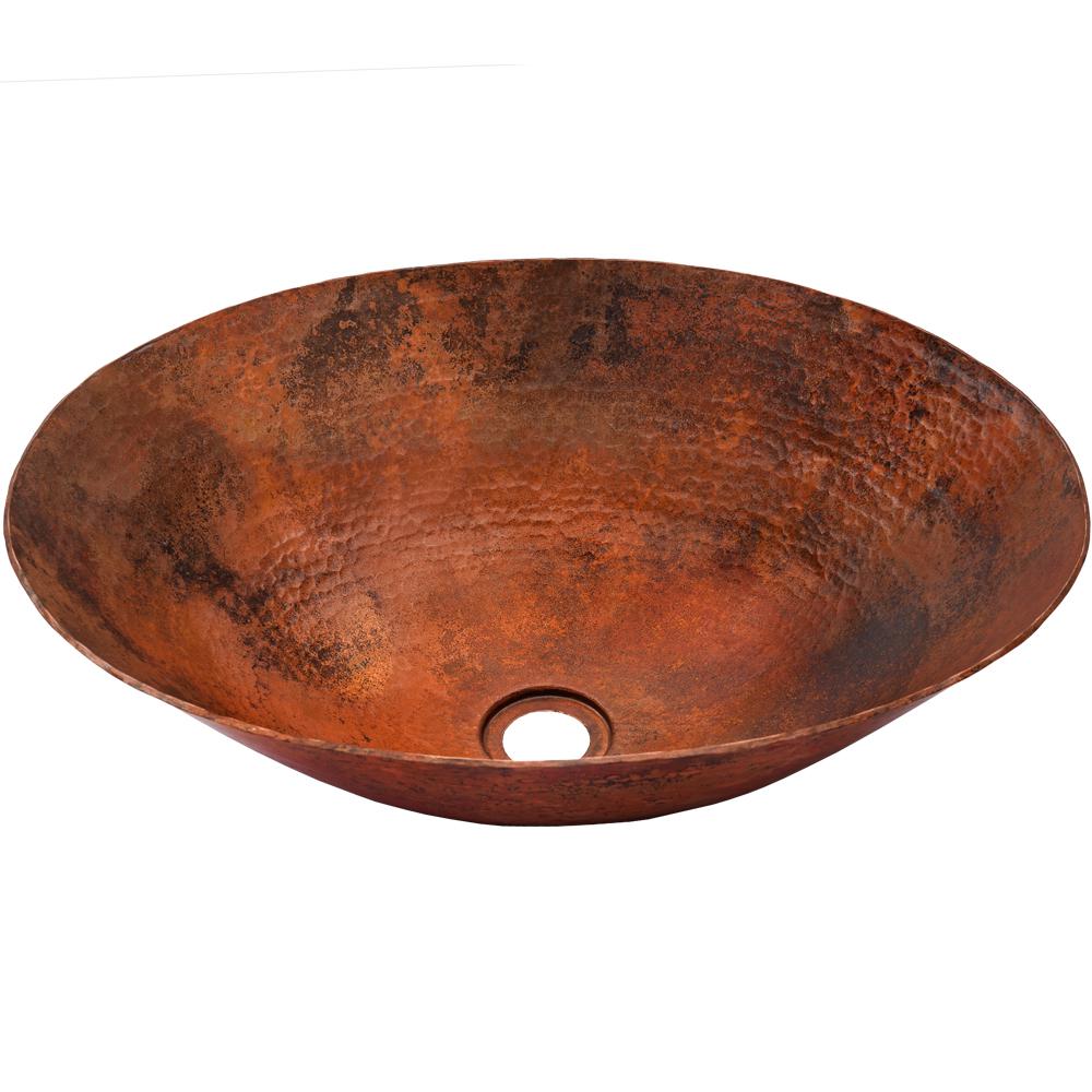 Premier Copper Products Oval Bucket Hammered Copper Vessel Sink With Handles In Oil Rubbed