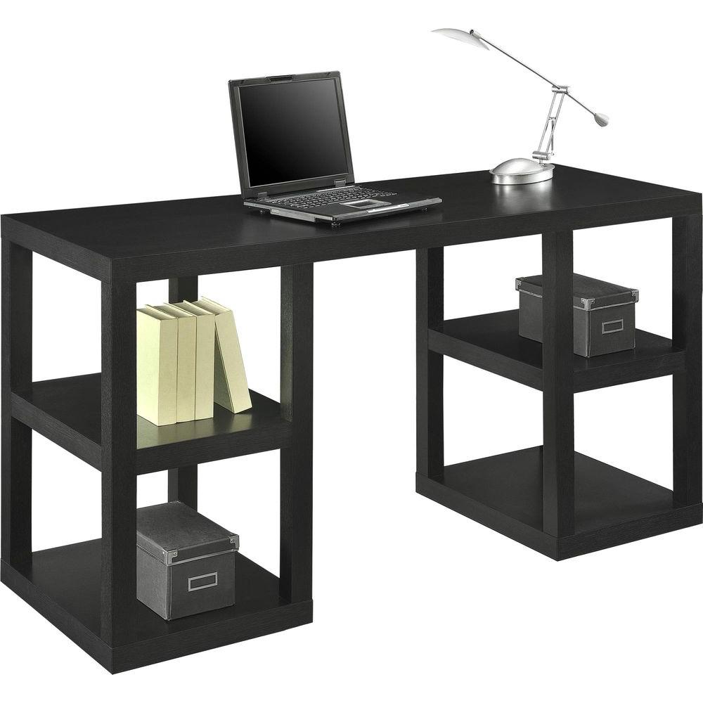 Ameriwood Home Nelson Dark Black Oak Computer Desk With Shelves