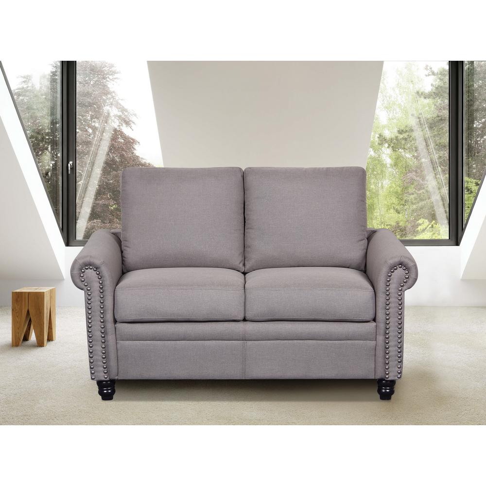 Us Pride Furniture Leno Light Grey Nailhead Fabric Loveseat S5276 Us Pride Furniture Leno Light Grey