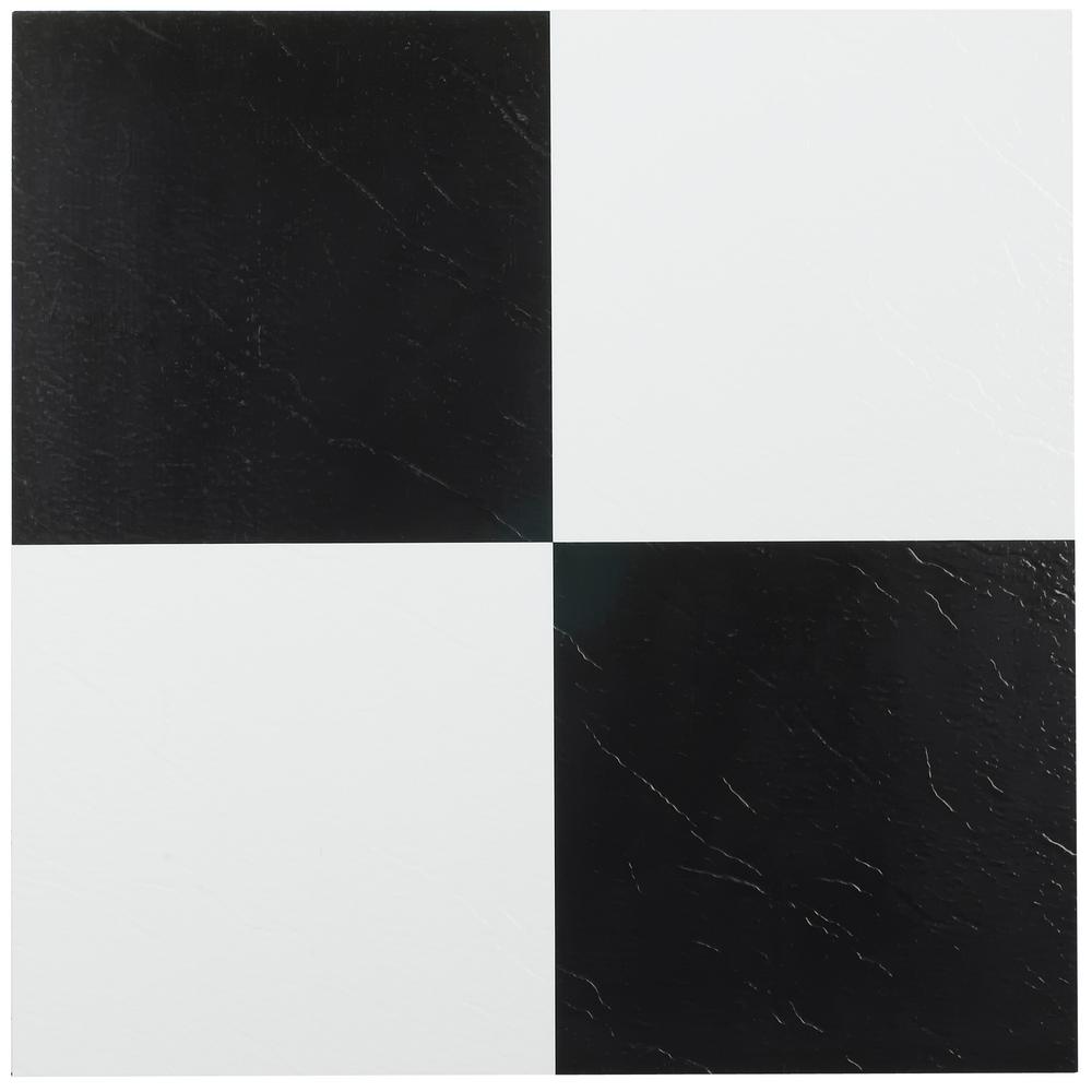 ACHIM Tivoli Black and White 12 in. x 12 in. Peel and Stick Checkered