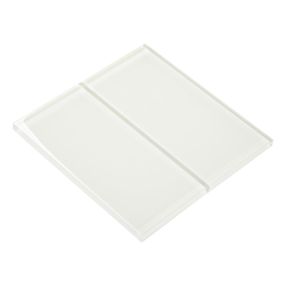 Giorbello Dover White 6 in. x 12 in. x 8mm Glass Subway Wall Tile (5 sq ...