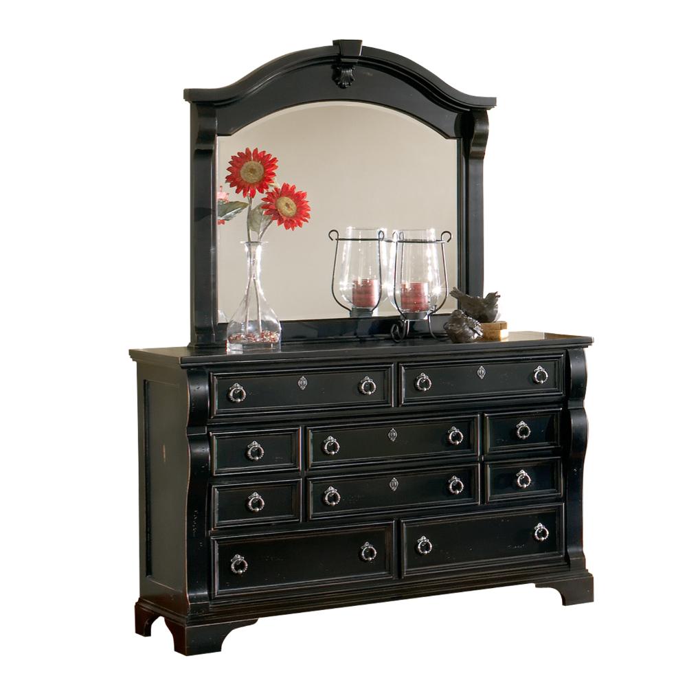 American Woodcrafters Heirloom 10 Drawer Distressed Black Dresser