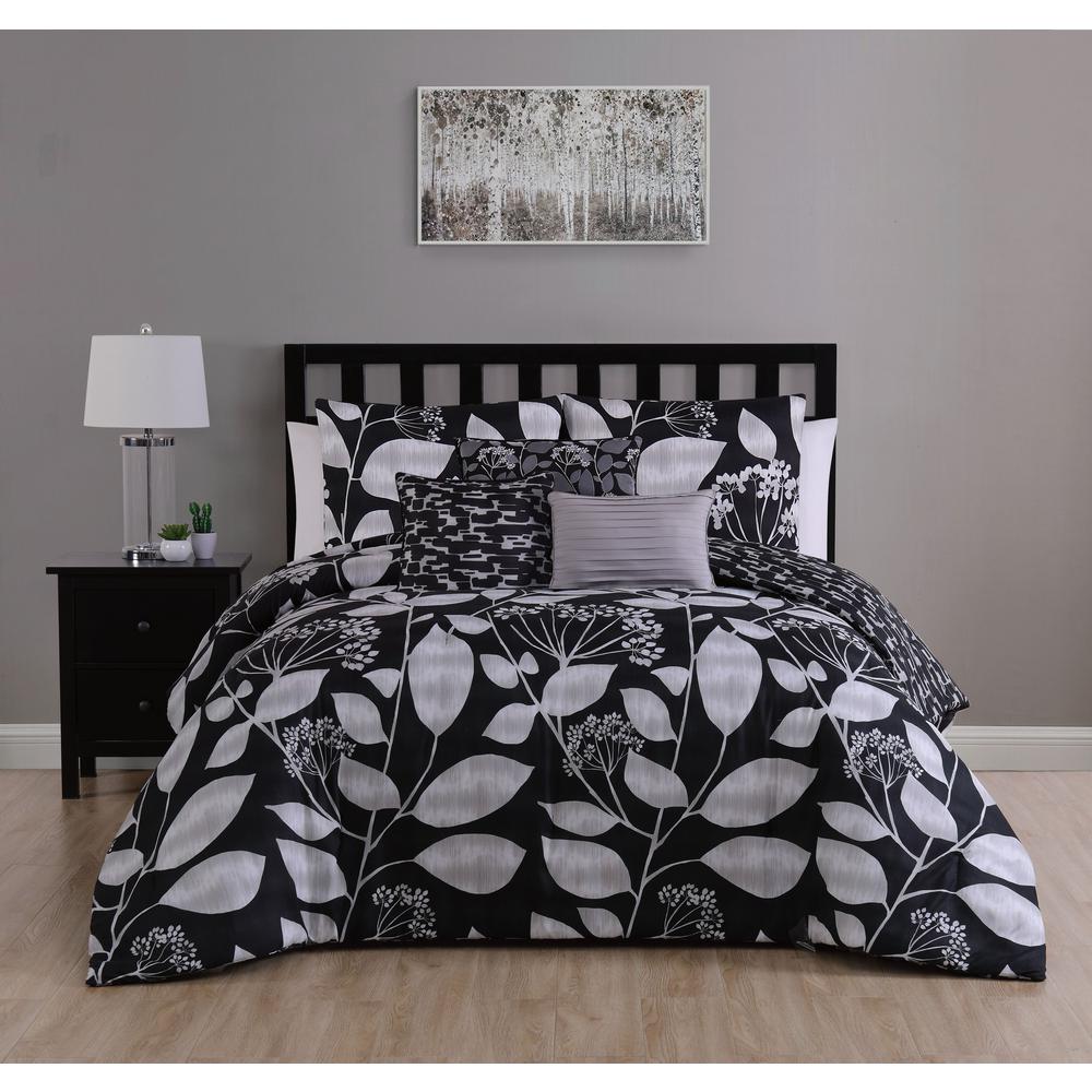 Mirelle 7 Piece Black Queen Comforter Set Mre7csquenghbk The