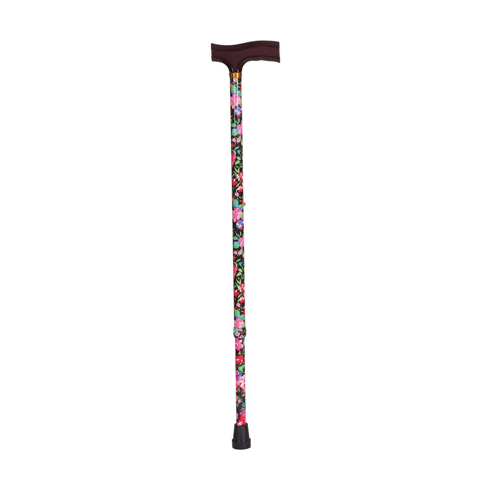 DMI Lightweight Adjustable Foot Cane with Derby Top in Floral5021351