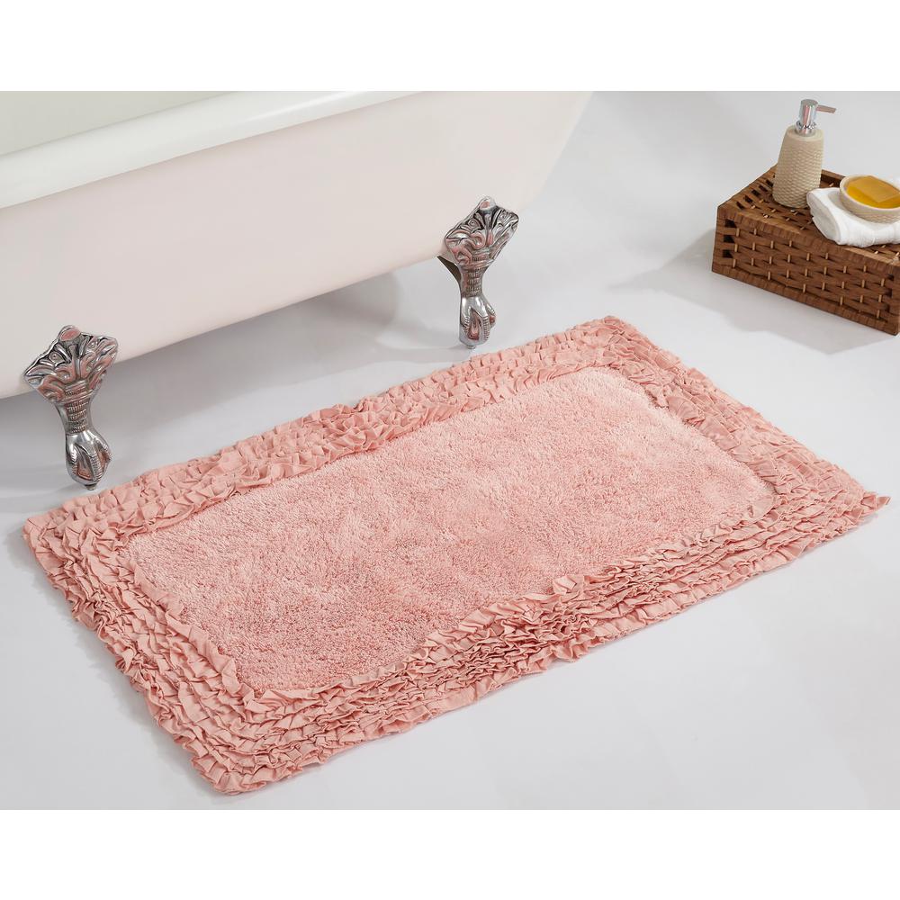Better Trends Ruffle Pink 24 In X 40 Cotton Bath Rug Ss Pink 24 In X 40 Cotton Bath Rug