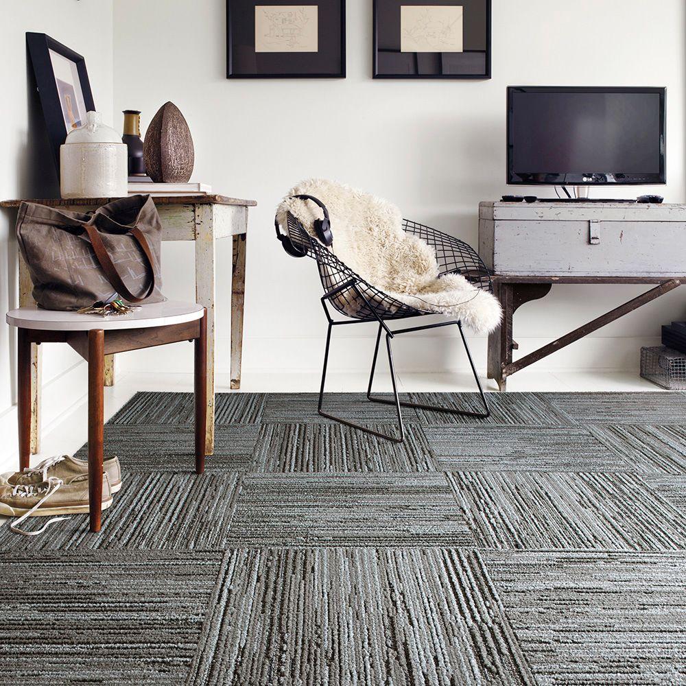 Flor Fully Barked Titanium Texture 19 7 In X 19 7 In Carpet Tile 6 Tiles Case 68 4000 01 The Home Depot