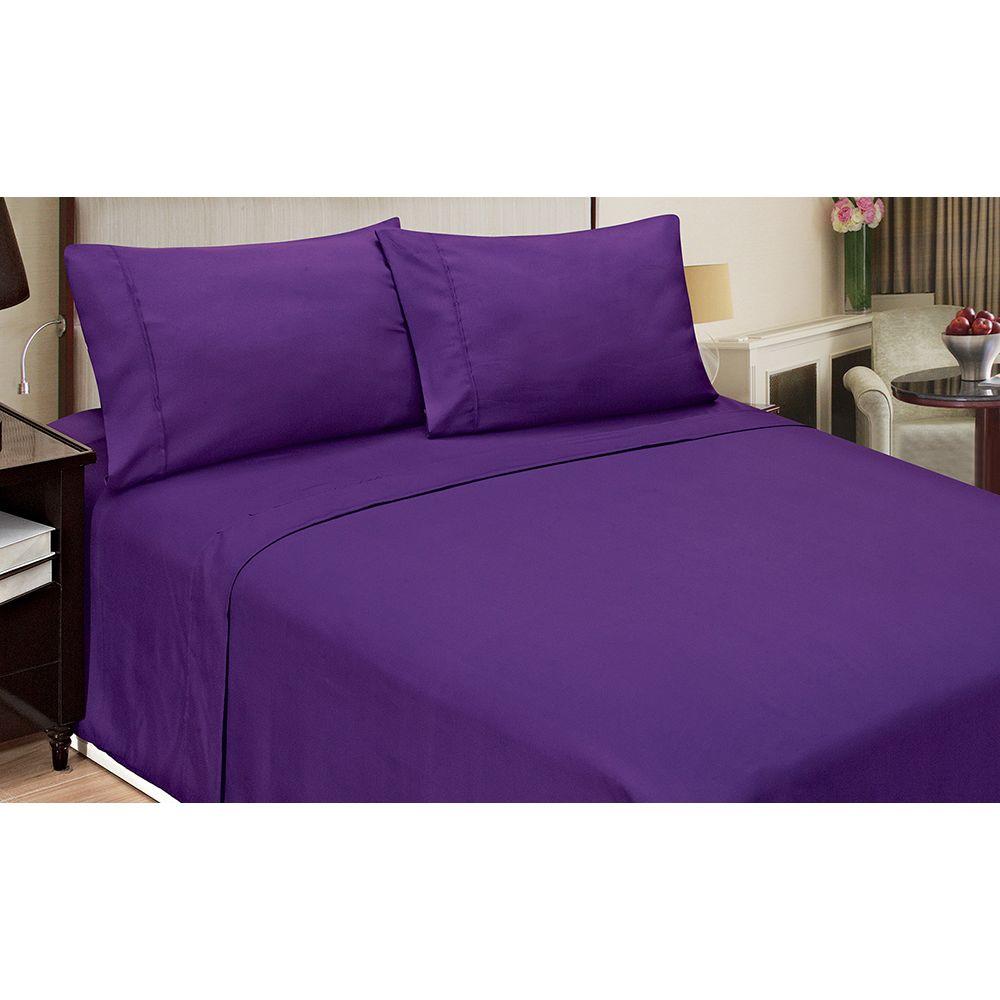 Home Dynamix 3 Piece Purple Solid 80 Thread Count Microfiber Twin