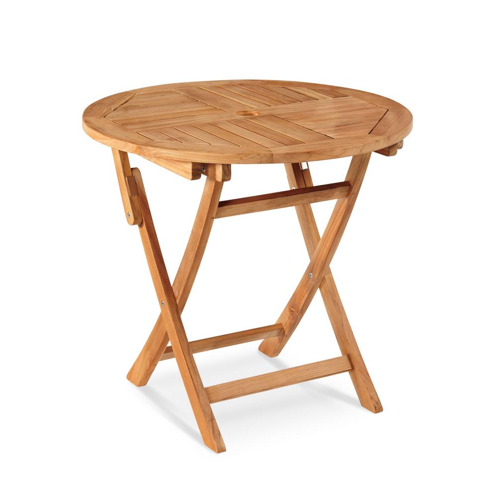 Hiteak Furniture Devon 3 Piece Teak Round Folding Table Outdoor