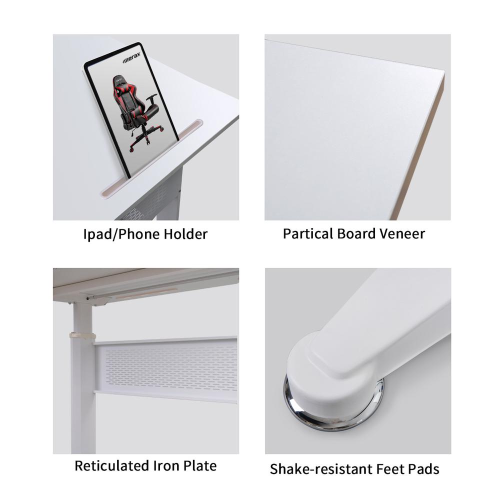Merax 28 7 44 5 Height White Metal Standing Desk With Crank Height White Metal Standing Desk