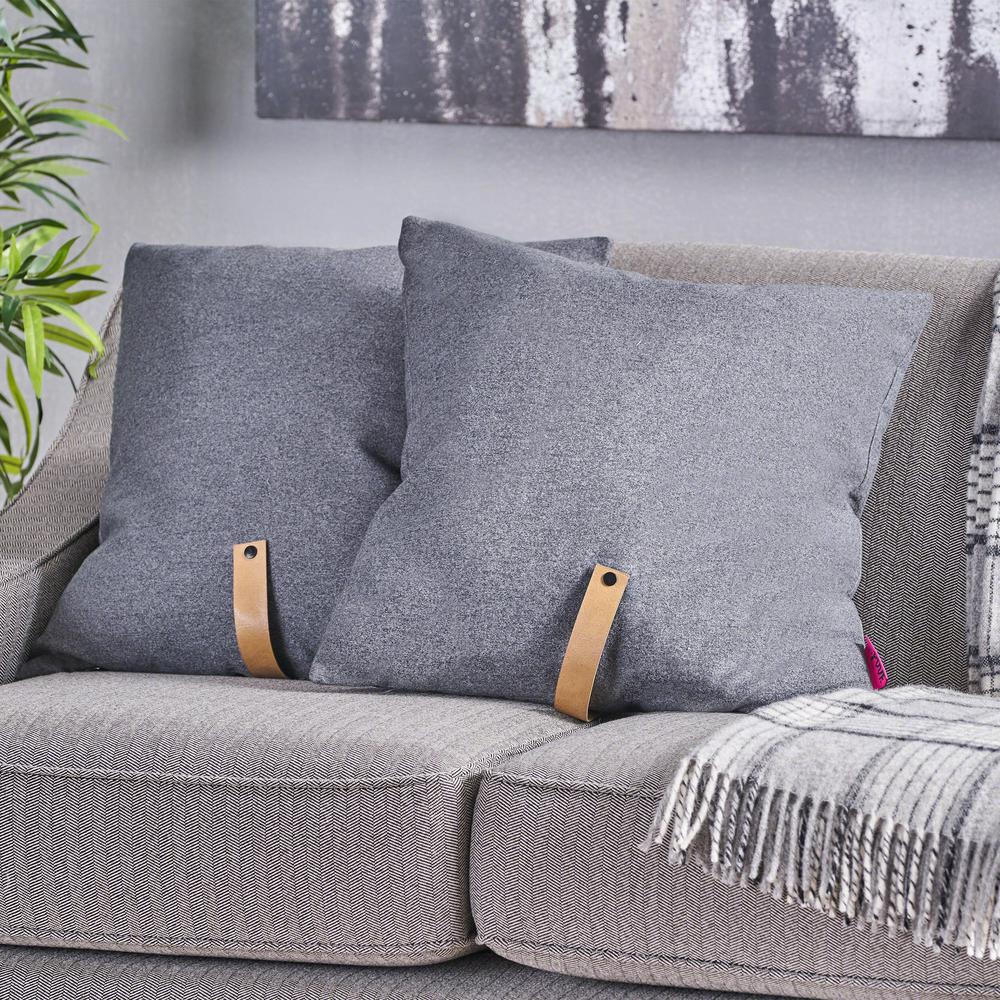 Noble House Edinburgh Charcoal Golden Tan Solid Polyester 20 In
