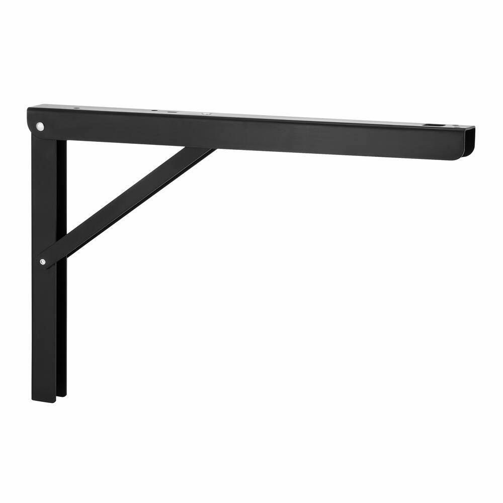 Everbilt 16 In. Matte Black Heavy-Duty Folding Shelf Bracket-14070 ...