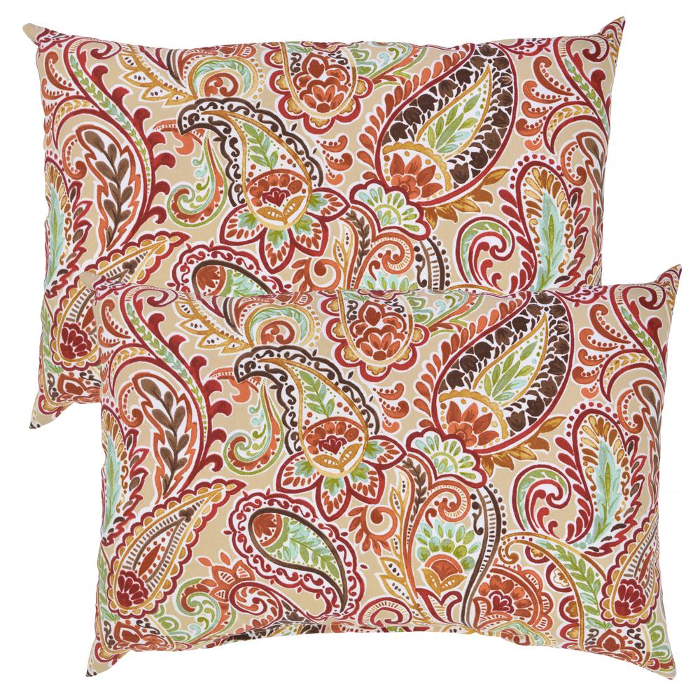 Plantation Patterns, LLC Chili Paisley Lumbar Outdoor Throw Pillow (2