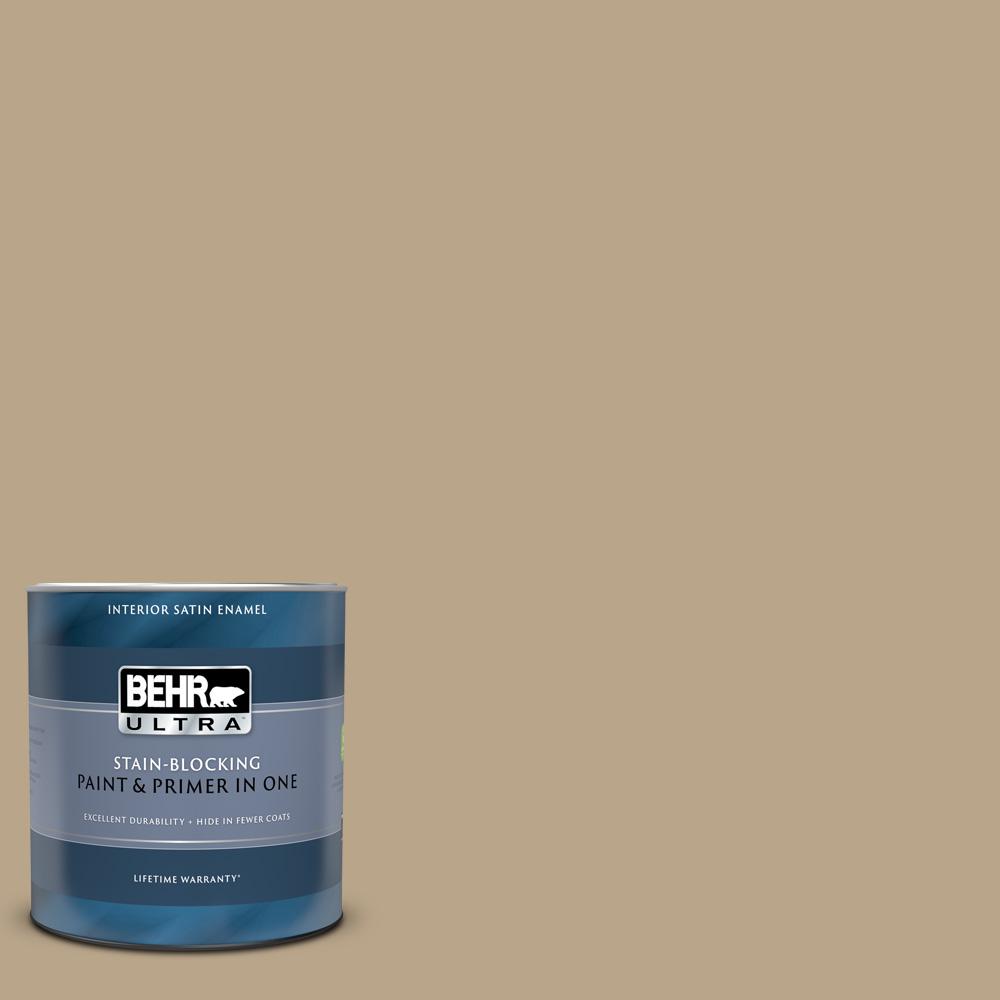 BEHR ULTRA 1 qt. 710D4 Harvest Brown Satin Enamel Interior Paint and Primer in One775404