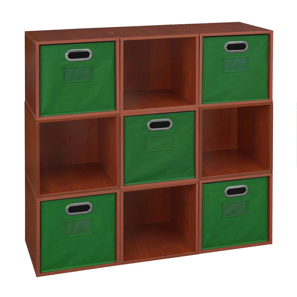 Niche 39 in. H x 39 in. W x 13 in. D Cherry Wood 9-Cube Storage ...