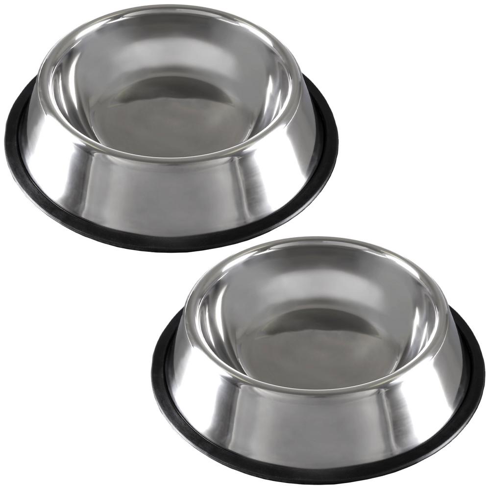 Petmaker Stainless Steel Pet Bowls with NonSlip Rubber Bottom (2Pack