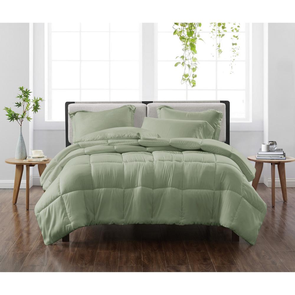 Cannon Solid Green King 3 Piece Comforter Set Cs3941grkg 1500 The Home Depot