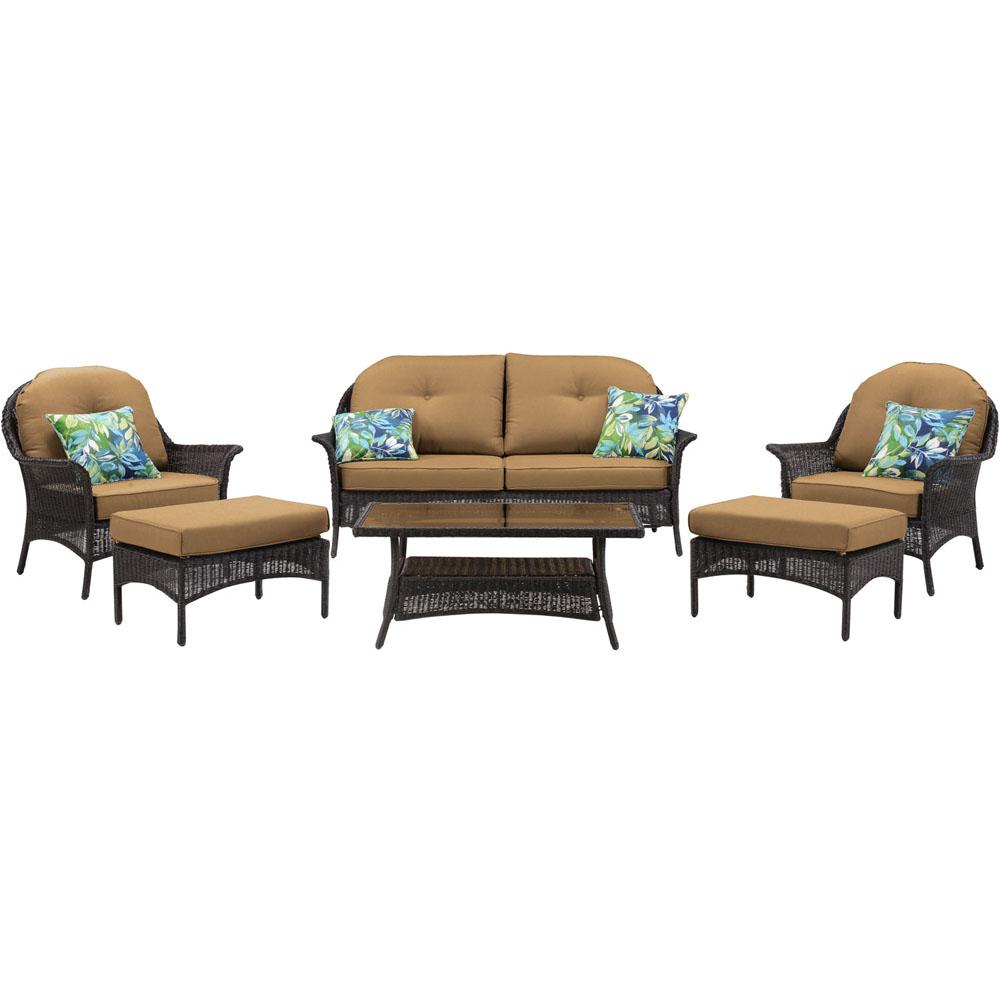 Cambridge Saros Aged Barrel Steel 6 Piece All Weather Wicker Patio Saros Aged Barrel Steel 6 Piece All Weather Wicker Patio Conversation Set With Tan Cushions
