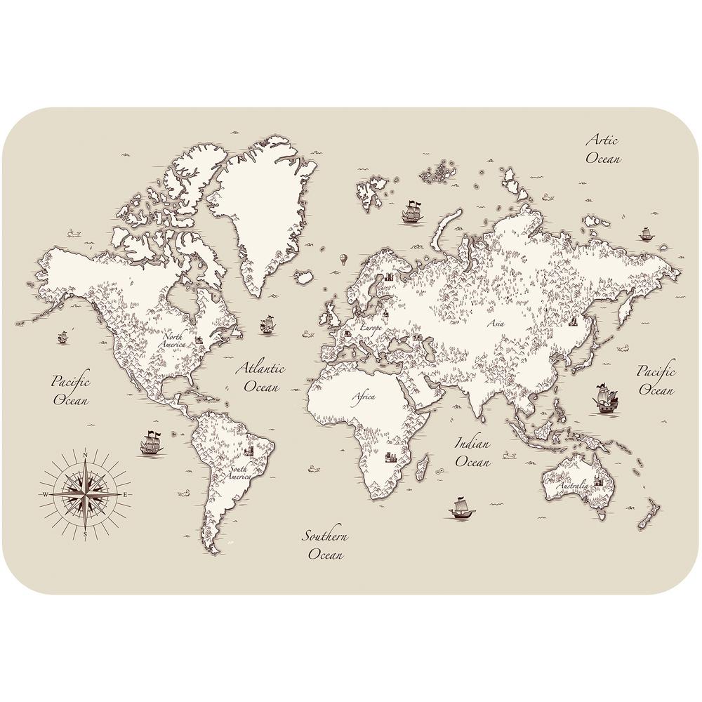 Sailing Ships Map Beige Wall Decal