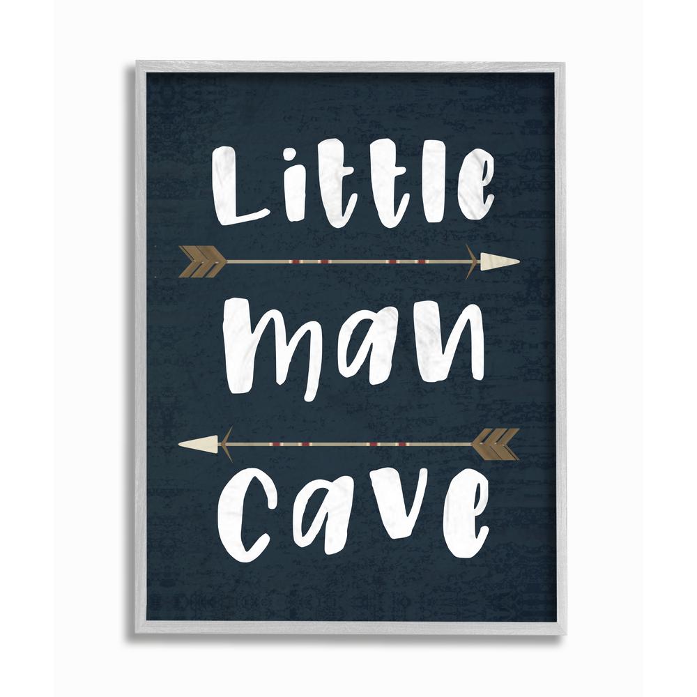 Little Man Cave Arrow Black Nursery Print Kids Bed Room Boys Wall Art Picture