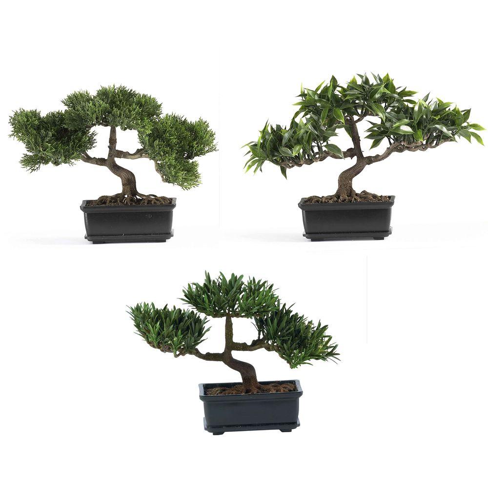 Nearly Natural 12 in. Bonsai Silk Plant Collection (Set of 3)4121