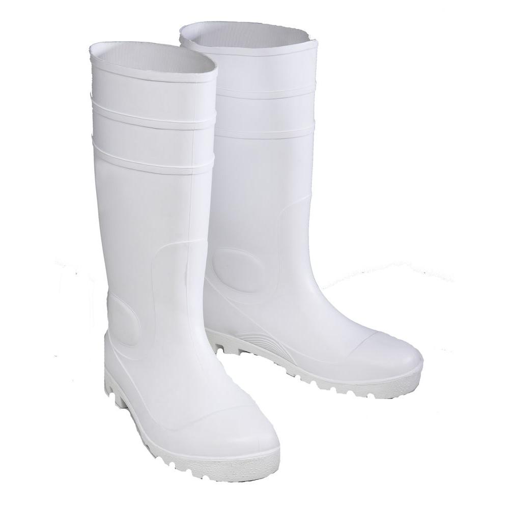 white rain boots