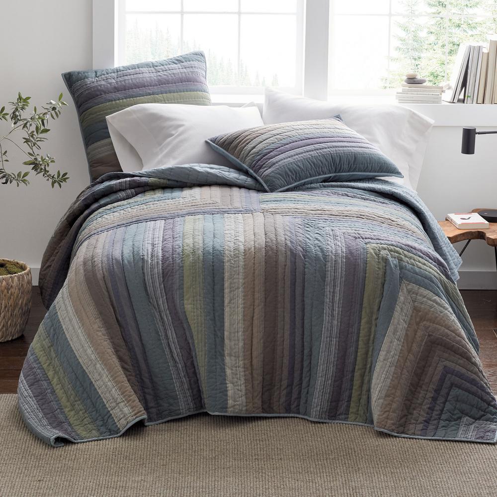 The Company Harper Blue Multicolored Striped Textured Cotton