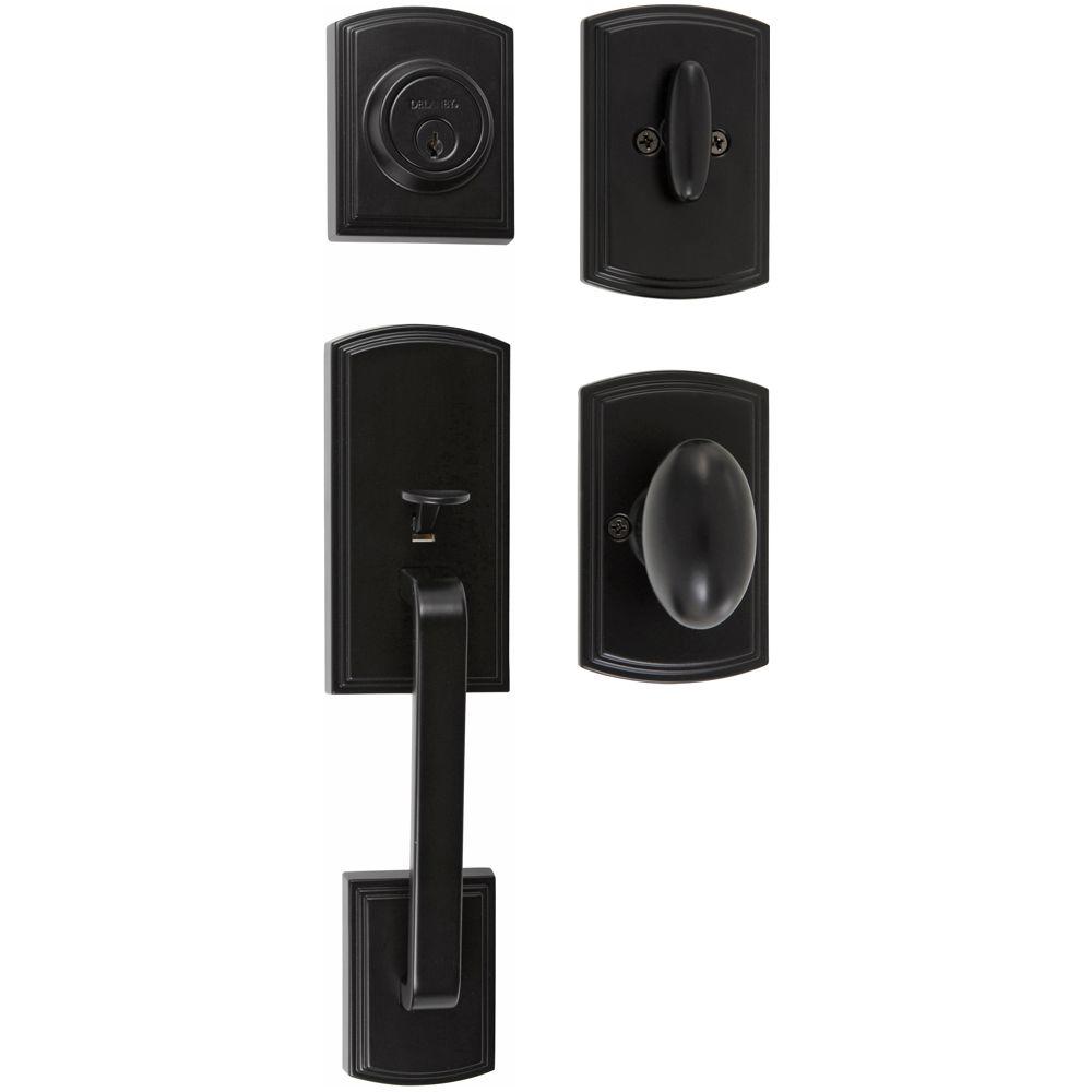 Delaney Visconti Single Cylinder Black Door Handleset with Canova