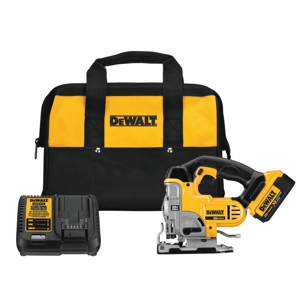 DEWALT 20Volt MAX LithiumIon Cordless Jig Saw Kit with Battery 4Ah
